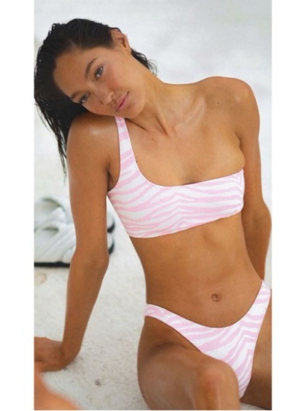 Triangl Zebra One Shoulder Bikini Set